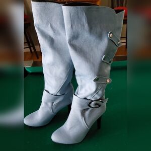 Chic Sky Blue Heeled Boots